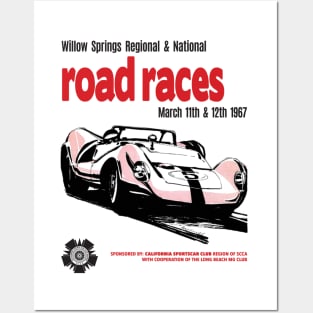 Willow Springs circuit Road Races 1967 retro vintage racing poster Posters and Art